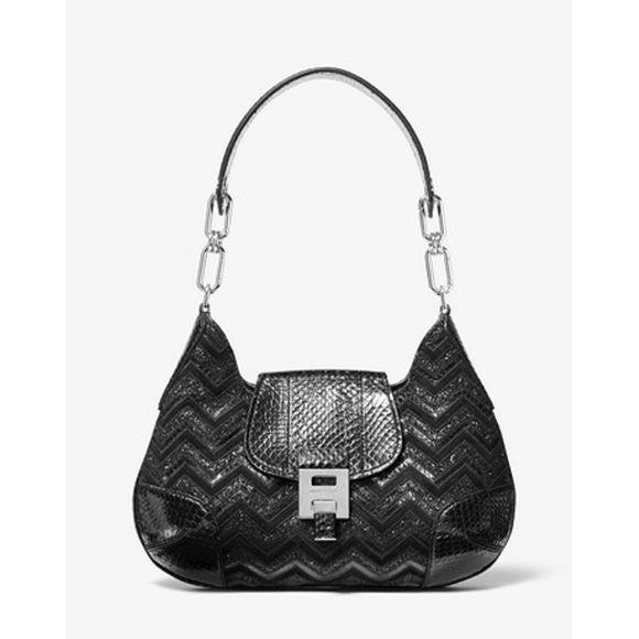 Michael Kors Collection Handbags - Michael Kors Collection Chevron Bancroft Bag Glitter Embellished  Snakeskin